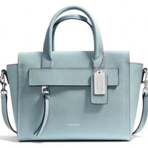 Coach Bleecker Mini Riley Carryall In Saffiano Leather, Silver/Duck Egg Blue